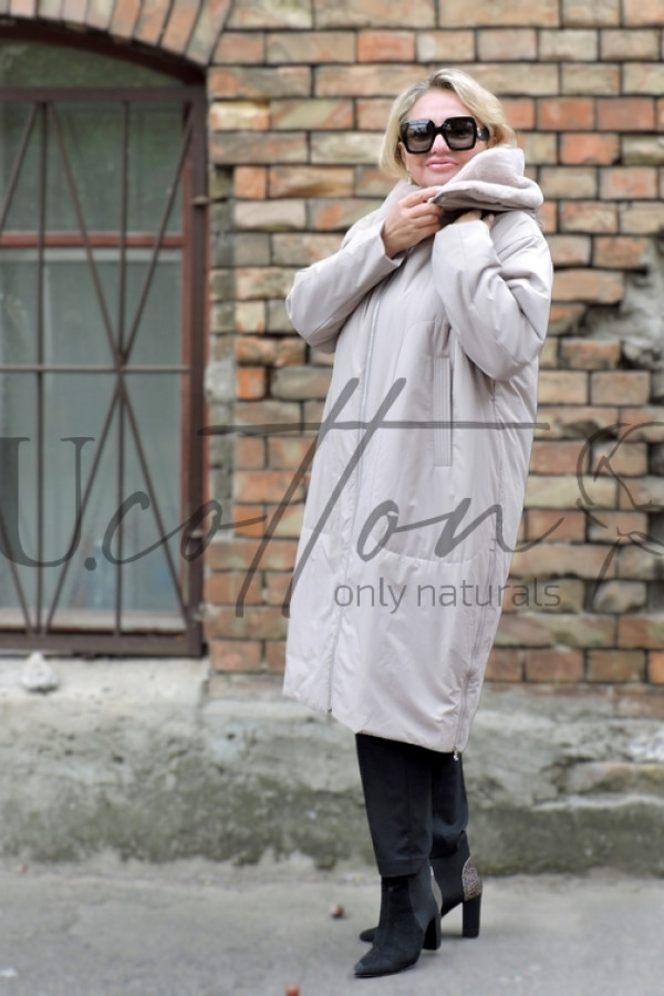 Пальто жіноче об'ємне бежеве Beige Pearl оversize