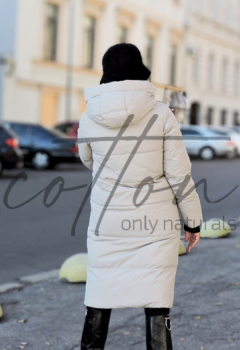 Жіночий довгий зимовий пуховик White Pearl (білий з чорними деталями)